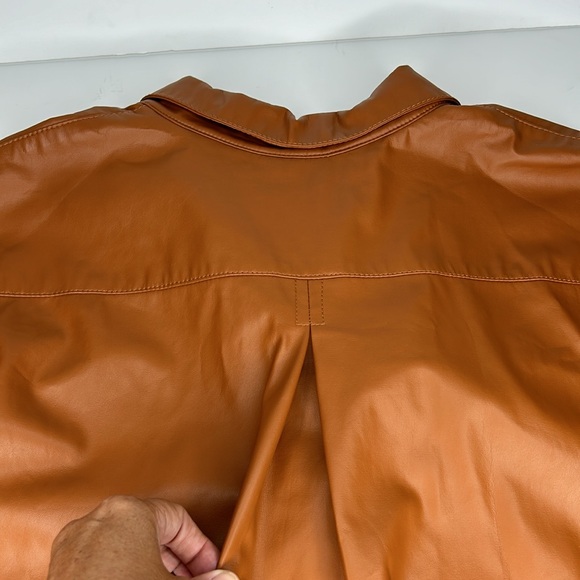 By Anthropologie Faux Leather Popover Top - Picture 13 of 16